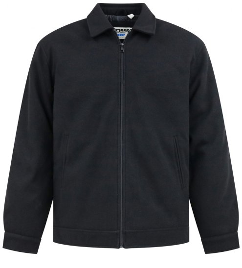 D555 Epsom Harrington Jacket with Zip Through Collared Melton Black - Якета - мъжки якета големи размери