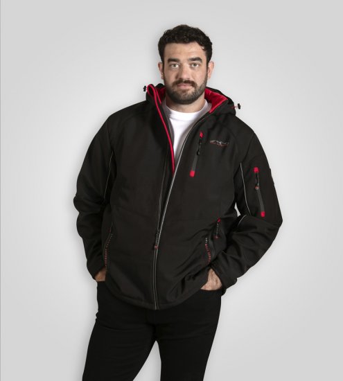 D555 Fretwell Padded Softshell Jacket with Detachable Hood Black - Якета - мъжки якета големи размери