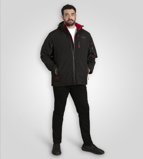 D555 Fretwell Padded Softshell Jacket with Detachable Hood Black - Якета - мъжки якета големи размери