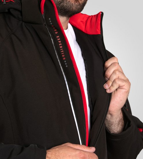 D555 Fretwell Padded Softshell Jacket with Detachable Hood Black - Якета - мъжки якета големи размери