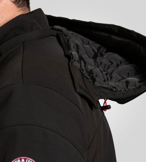 D555 Fretwell Padded Softshell Jacket with Detachable Hood Black - Якета - мъжки якета големи размери