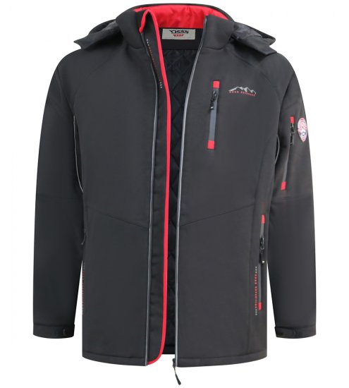 D555 Fretwell Padded Softshell Jacket with Detachable Hood Black - Якета - мъжки якета големи размери