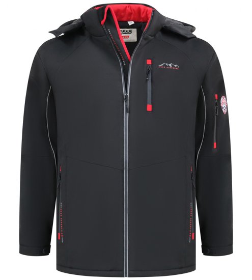 D555 Fretwell Padded Softshell Jacket with Detachable Hood Black - Якета - мъжки якета големи размери