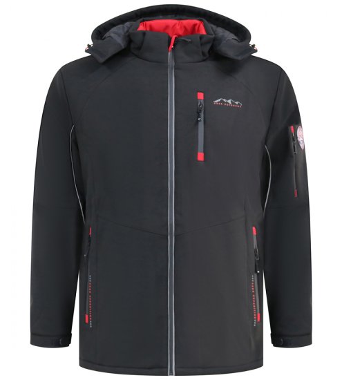 D555 Fretwell Padded Softshell Jacket with Detachable Hood Black - Якета - мъжки якета големи размери