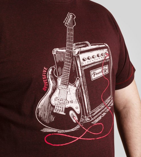 D555 Barnsley Guitar and Amp Crew Neck T-Shirt Burgundy - Тениски - мъжки тениски големи размери