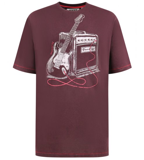 D555 Barnsley Guitar and Amp Crew Neck T-Shirt Burgundy - Тениски - мъжки тениски големи размери