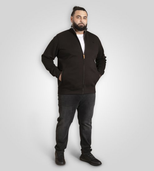 D555 Johnson Fleece Zip Through Sweatshirt with Chest Embroidery - Суичъри & cуичъри с качулка - мъжки суичъри големи размери