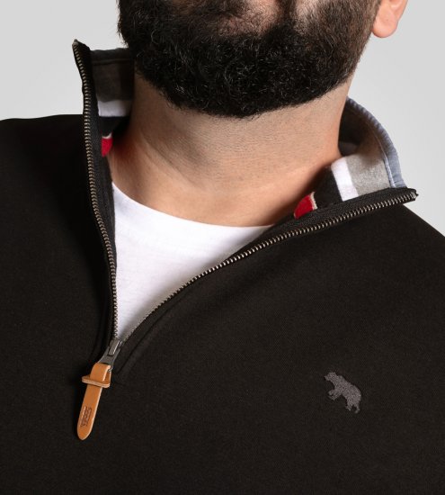 D555 Russel Fleece Sweatshirt with Chest Embroidery Black - Суичъри & cуичъри с качулка - мъжки суичъри големи размери