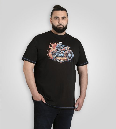 D555 Dewsbury Skeleton On Bike Crew Neck T-Shirt Black TALL SIZE - МЪЖКО ОБЛЕКЛО MT-6XLT - дрехи за високи мъже
