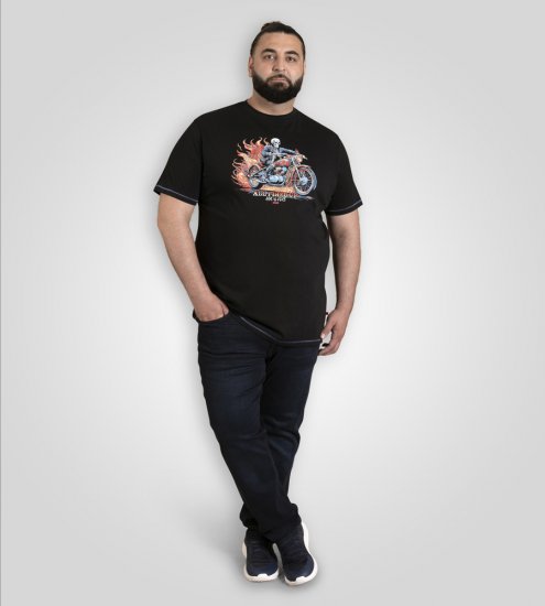 D555 Dewsbury Skeleton On Bike Crew Neck T-Shirt Black TALL SIZE - МЪЖКО ОБЛЕКЛО MT-6XLT - дрехи за високи мъже