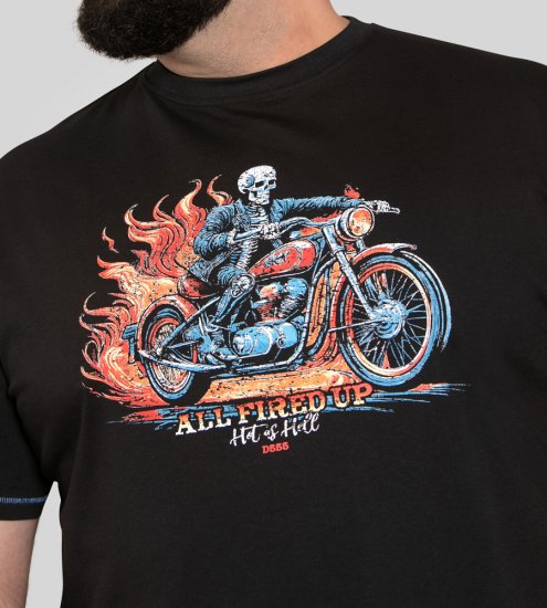 D555 Dewsbury Skeleton On Bike Crew Neck T-Shirt Black TALL SIZE - МЪЖКО ОБЛЕКЛО MT-6XLT - дрехи за високи мъже