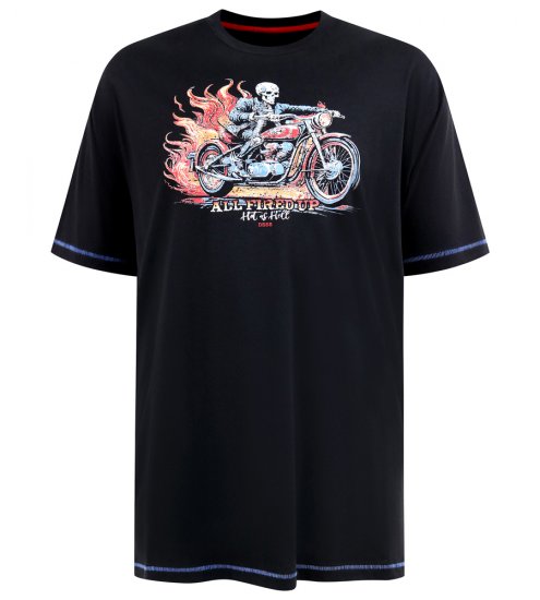 D555 Dewsbury Skeleton On Bike Crew Neck T-Shirt Black TALL SIZE - МЪЖКО ОБЛЕКЛО MT-6XLT - дрехи за високи мъже