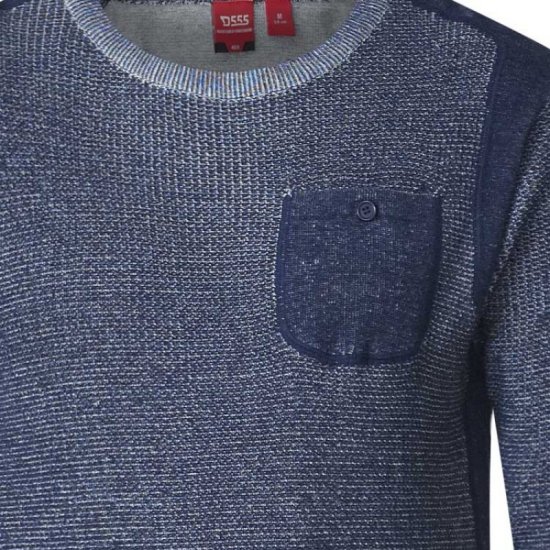 D555 Bryson Crewneck Sweater with Pocket Navy - Суичъри & cуичъри с качулка - мъжки суичъри големи размери
