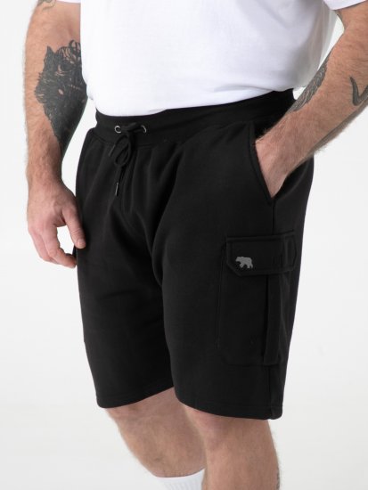 D555 Robinson 1 Fleece Cargo Къси Панталони с Еластична Талия Черен - Спортни панталони & Kъси панталони - мъжки спортни панталони големи размери