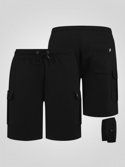 D555 Robinson 1 Fleece Cargo Къси Панталони с Еластична Талия Черен - Спортни панталони & Kъси панталони - мъжки спортни панталони големи размери