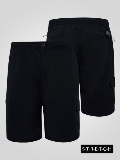 D555 Thomas Stretch Къси Панталони с Еластична Талия Черен - Шорти - мъжки къси панталони големи размери