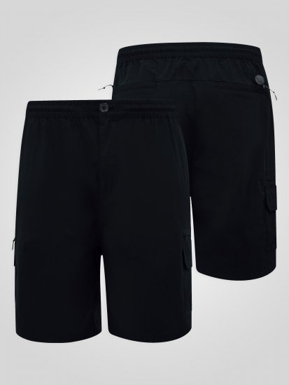 D555 Thomas Stretch Къси Панталони с Еластична Талия Черен - Шорти - мъжки къси панталони големи размери