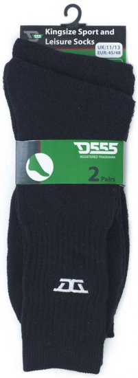 D555 Logan Sports And Leisure Socks 2-Pack Black - Бельо & Бански шорти - Мъжко бельо големи размери