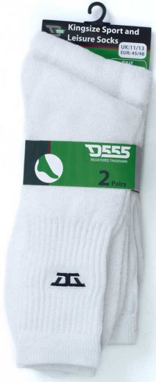 D555 Logan Sports And Leisure Socks 2-Pack White - Бельо & Бански шорти - Мъжко бельо големи размери