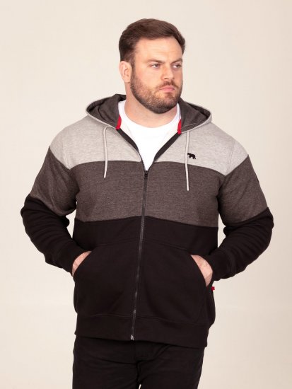 D555 Fitzgerald Zip Through Hoody With Cut & Sew Panels Черно - Суичъри & cуичъри с качулка - мъжки суичъри големи размери