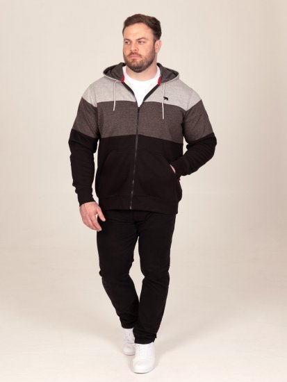 D555 Fitzgerald Zip Through Hoody With Cut & Sew Panels Черно - Суичъри & cуичъри с качулка - мъжки суичъри големи размери