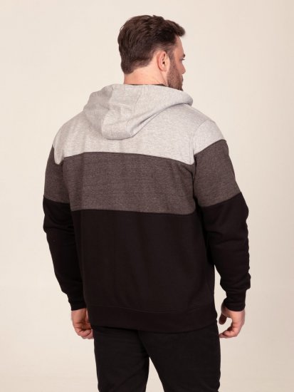 D555 Fitzgerald Zip Through Hoody With Cut & Sew Panels Черно - Суичъри & cуичъри с качулка - мъжки суичъри големи размери