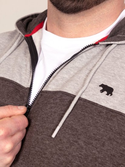 D555 Fitzgerald Zip Through Hoody With Cut & Sew Panels Черно - Суичъри & cуичъри с качулка - мъжки суичъри големи размери