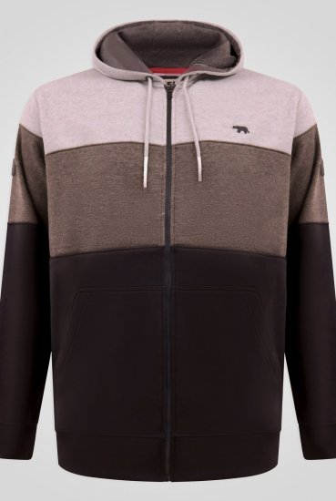 D555 Fitzgerald Zip Through Hoody With Cut & Sew Panels Черно - Суичъри & cуичъри с качулка - мъжки суичъри големи размери