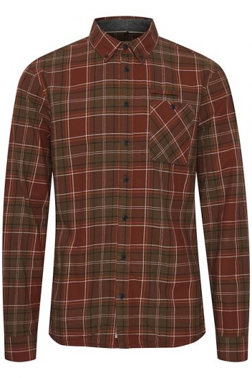 Blend Checked Long Sleeve Shirt 4324 Brown - Ризи - мъжки ризи големи размери