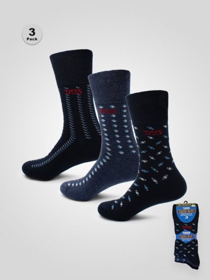 D555 Harold 3 Extra Wide Comfort Fit Socks 3-pack Navy/Denim - Бельо & Бански шорти - Мъжко бельо големи размери