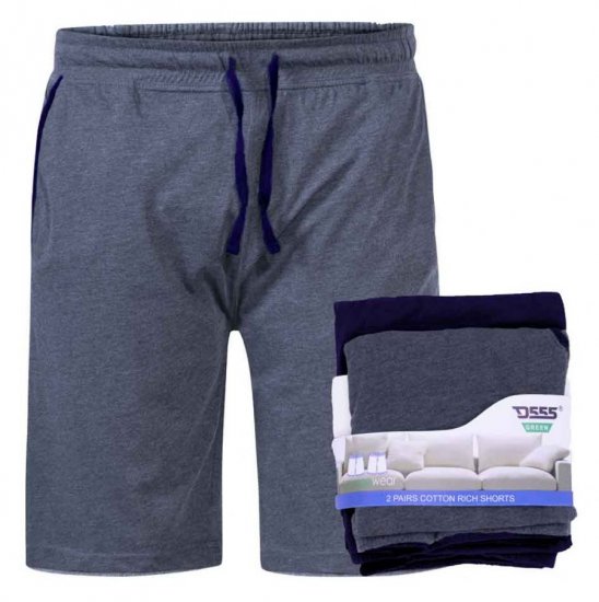D555 Cobra Two Pack Elasticated Waist Band Jersey Shorts With Pockets - Спортни панталони & Kъси панталони - мъжки спортни панталони големи размери