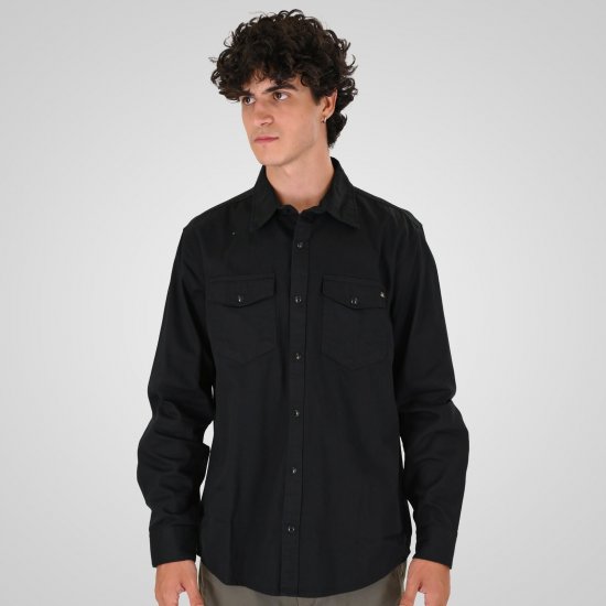 Double Outfitters GS-5126 Риза с тик-так копчета Черно - Ризи - мъжки ризи големи размери