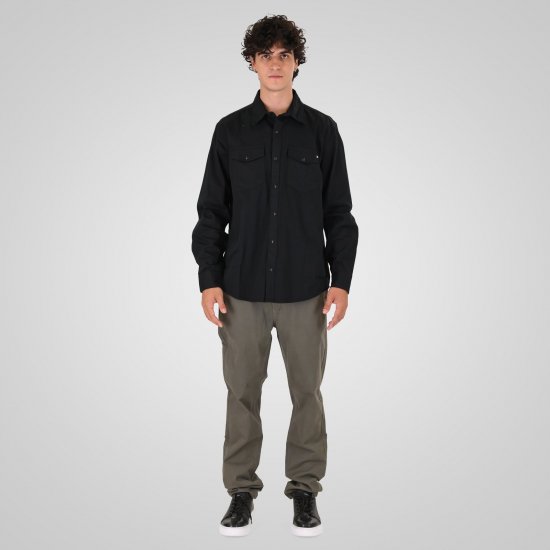 Double Outfitters GS-5126 Риза с тик-так копчета Черно - Ризи - мъжки ризи големи размери