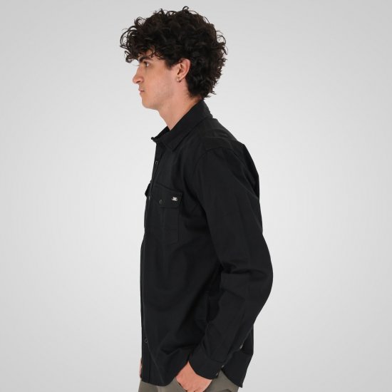Double Outfitters GS-5126 Риза с тик-так копчета Черно - Ризи - мъжки ризи големи размери