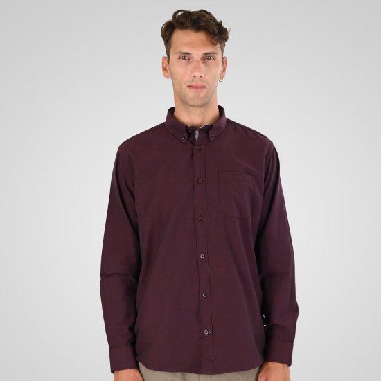 Double Outfitters GS-5225 Оксфорд риза Бордо - Ризи - мъжки ризи големи размери