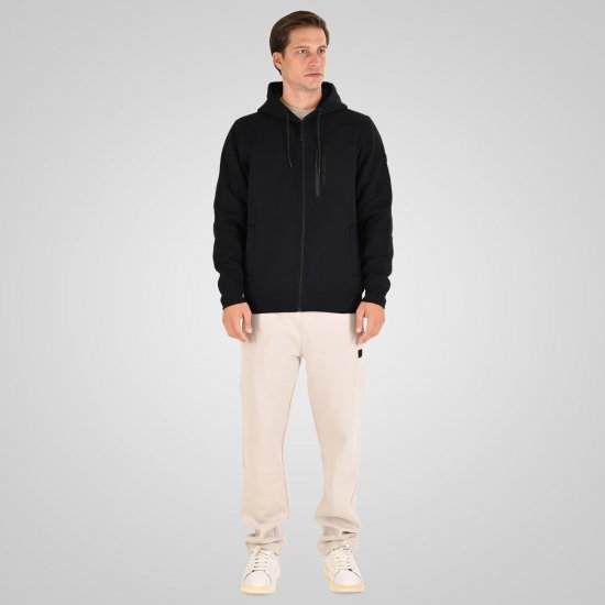 Double Outfitters MTOP-1160 Суитшърт с качулка и цип Черно - Суичъри & cуичъри с качулка - мъжки суичъри големи размери