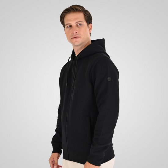 Double Outfitters MTOP-1160 Суитшърт с качулка и цип Черно - Суичъри & cуичъри с качулка - мъжки суичъри големи размери