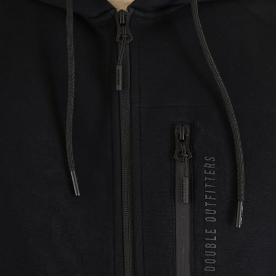 Double Outfitters MTOP-1160 Суитшърт с качулка и цип Черно - Суичъри & cуичъри с качулка - мъжки суичъри големи размери