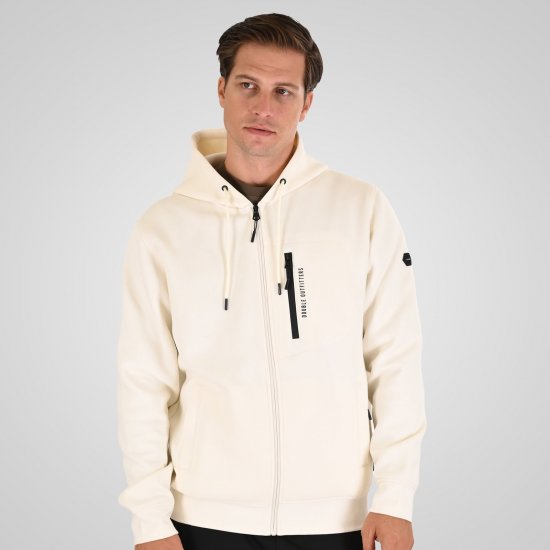 Double Outfitters MTOP-1160 Суитшърт с качулка и цип Бяло - Суичъри & cуичъри с качулка - мъжки суичъри големи размери