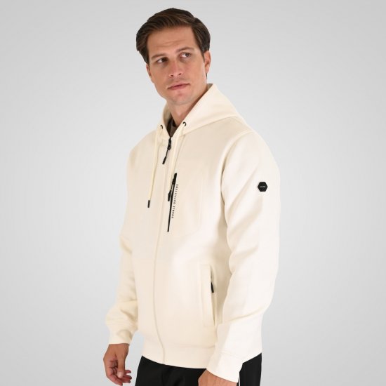 Double Outfitters MTOP-1160 Суитшърт с качулка и цип Бяло - Суичъри & cуичъри с качулка - мъжки суичъри големи размери