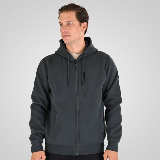 Double Outfitters MTOP-1160 Суитшърт с качулка и цип Тъмнозелено - Суичъри & cуичъри с качулка - мъжки суичъри големи размери