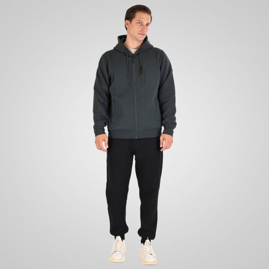 Double Outfitters MTOP-1160 Суитшърт с качулка и цип Тъмнозелено - Суичъри & cуичъри с качулка - мъжки суичъри големи размери