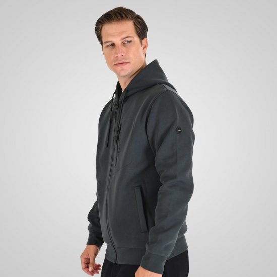 Double Outfitters MTOP-1160 Суитшърт с качулка и цип Тъмнозелено - Суичъри & cуичъри с качулка - мъжки суичъри големи размери