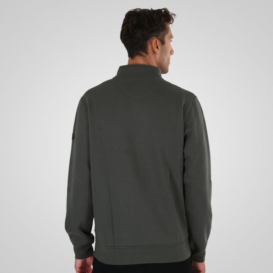 Double Outfitters MTOP-1163 Суитшърт с къс цип Каки - Суичъри & cуичъри с качулка - мъжки суичъри големи размери