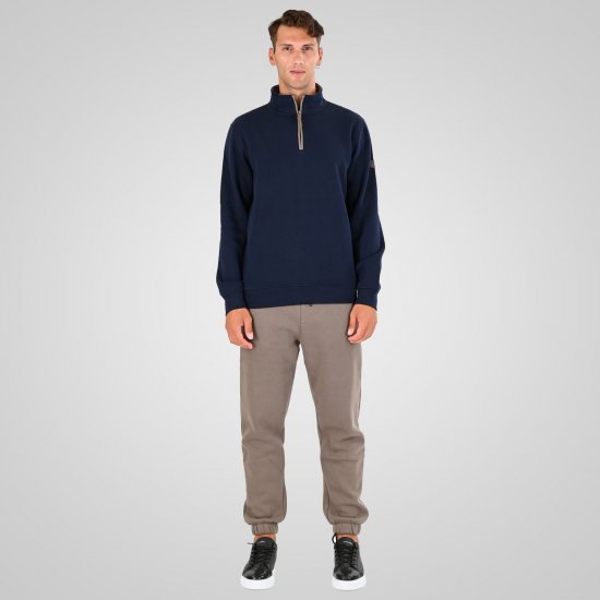 Double Outfitters MTOP-1163 Суитшърт с къс цип Нейви - Суичъри & cуичъри с качулка - мъжки суичъри големи размери