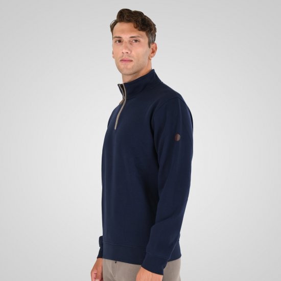 Double Outfitters MTOP-1163 Суитшърт с къс цип Нейви - Суичъри & cуичъри с качулка - мъжки суичъри големи размери