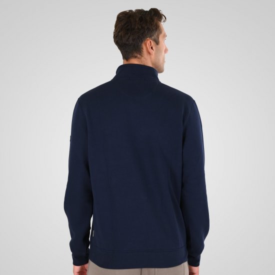 Double Outfitters MTOP-1163 Суитшърт с къс цип Нейви - Суичъри & cуичъри с качулка - мъжки суичъри големи размери