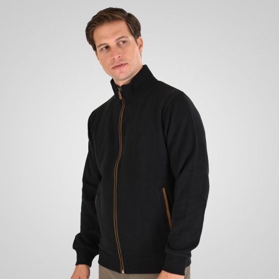 Double Outfitters SEL-1168 Суитшърт с цип Черно - Суичъри & cуичъри с качулка - мъжки суичъри големи размери