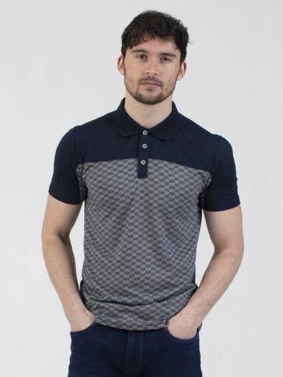 Mish Mash Doha Contrast Polo Navy - Поло тениски - мъжки тениски с яка големи размери