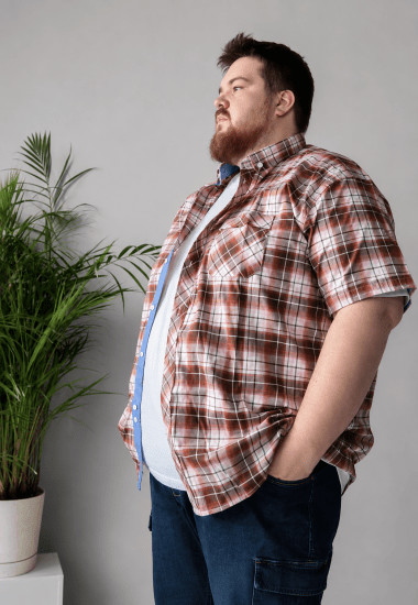 Kam Jeans 6368 Checked Short Sleeve Shirt Red - Ризи - мъжки ризи големи размери